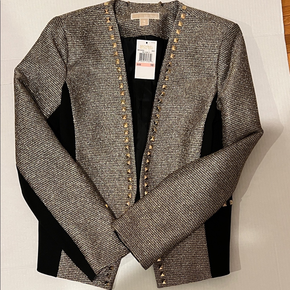 Women's Black and Gold Jacket with Gold Accents